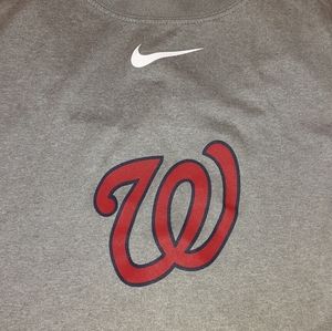 Nike Washington Nationals Center Swoosh XLarge Gray Graphic Logo Tshirt MLB